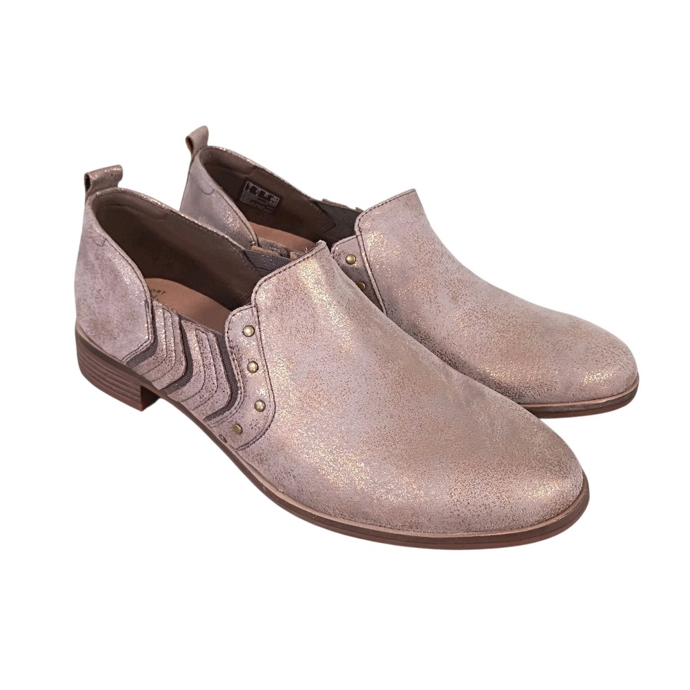 Clarks Trish‎ Bell Studded Slip-On Shoes Boots Booties Gunmetal Women's Sz 9.5 W